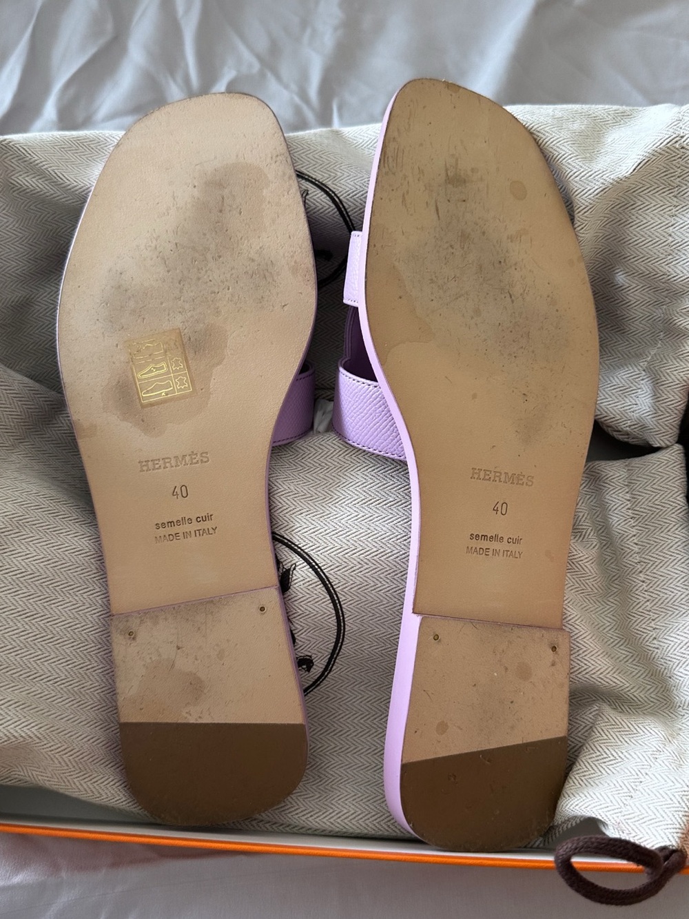 Hermes Lilac Oran Slide Sandals - Picture 7 of 9